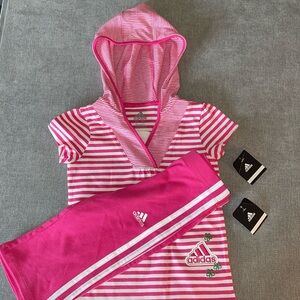 Adidas Girl’s Set - Hooded Short Sleeve Shirt and Pants